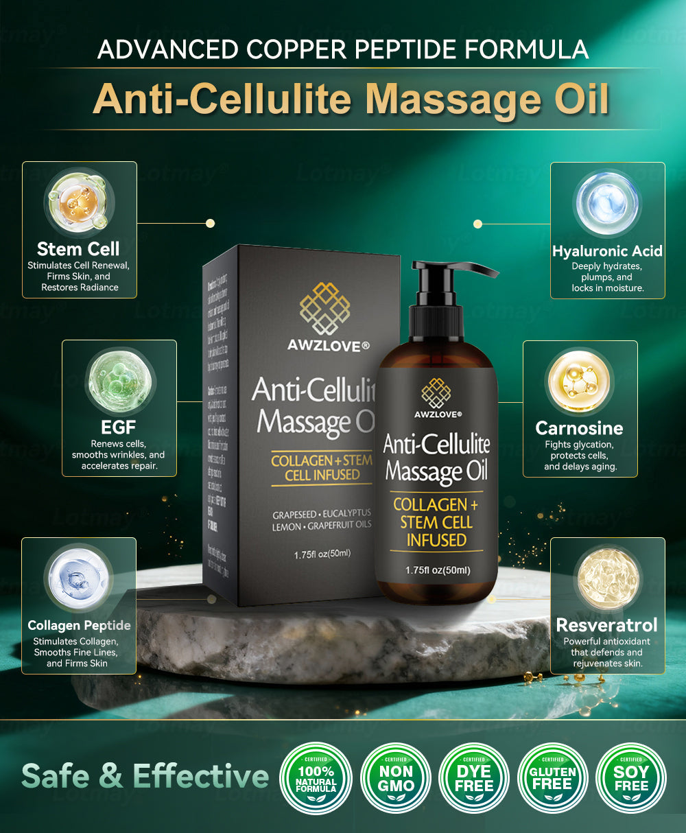 Awzlove® Luxurious Collagen & Stem Cell Anti-Cellulite Massage Oil🏆 (🔥70% Off for a Limited Time!)
