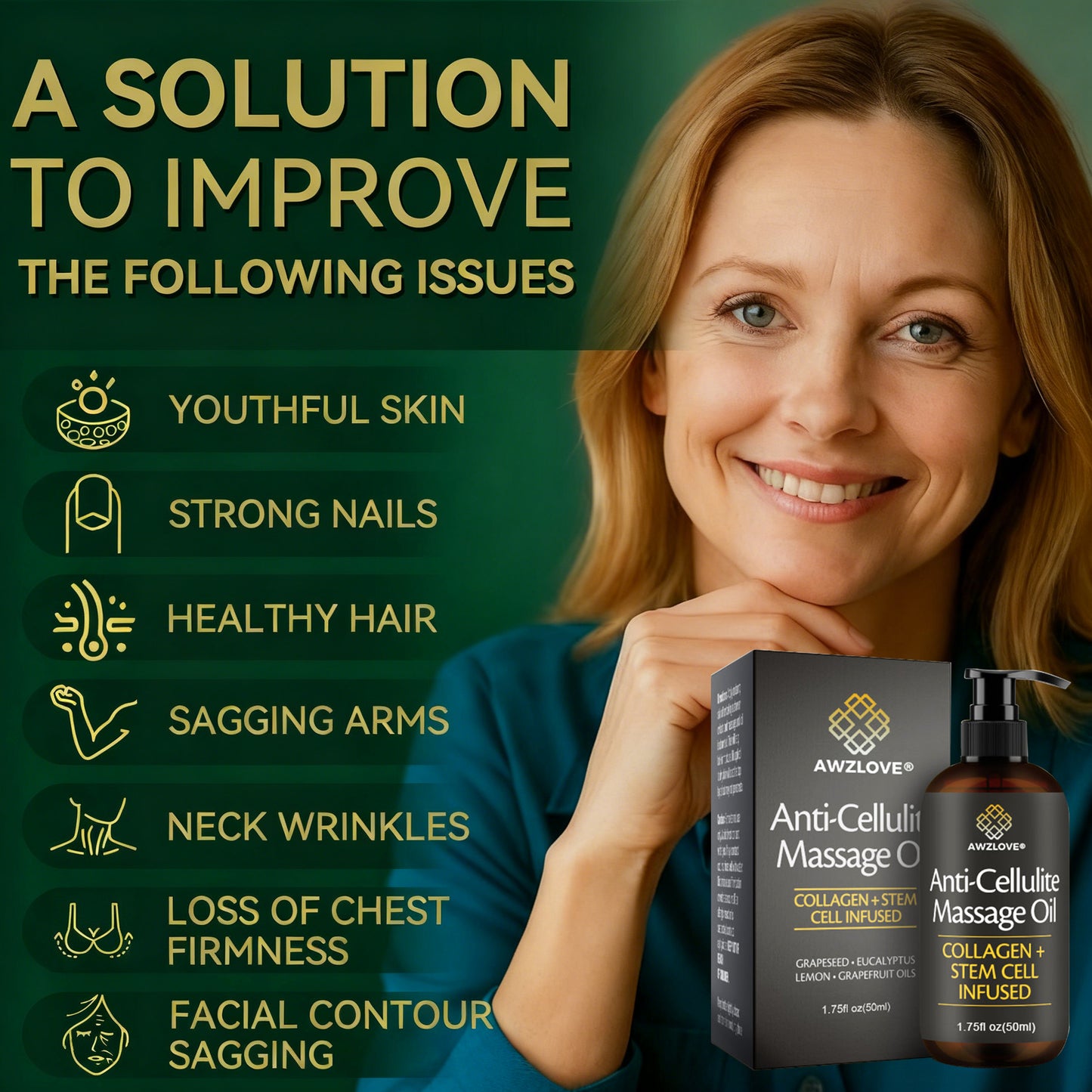 Awzlove® Luxurious Collagen & Stem Cell Anti-Cellulite Massage Oil🏆 (🔥70% Off for a Limited Time!)