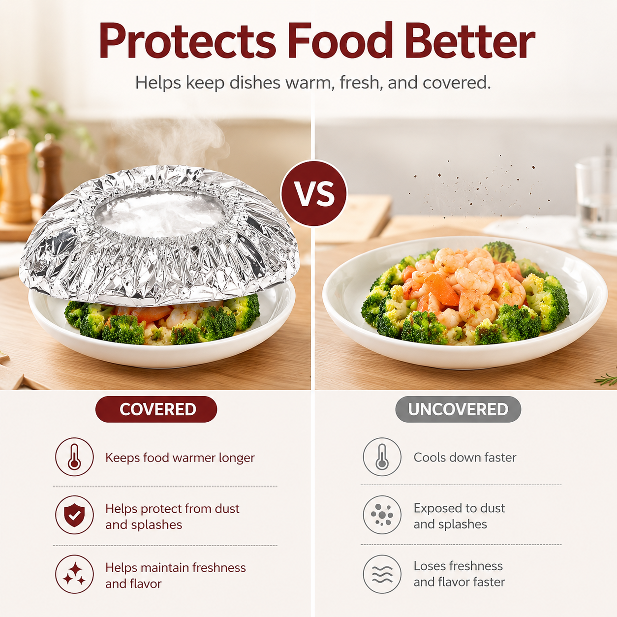 🔥 Healrize® Collapsible Aluminum Foil Food Cover | Keep Meals Warm, Fresh & Protected from Fruit Flies 🍲⏱️3