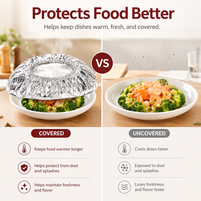 🔥 Healrize® Collapsible Aluminum Foil Food Cover | Keep Meals Warm, Fresh & Protected from Fruit Flies 🍲⏱️3