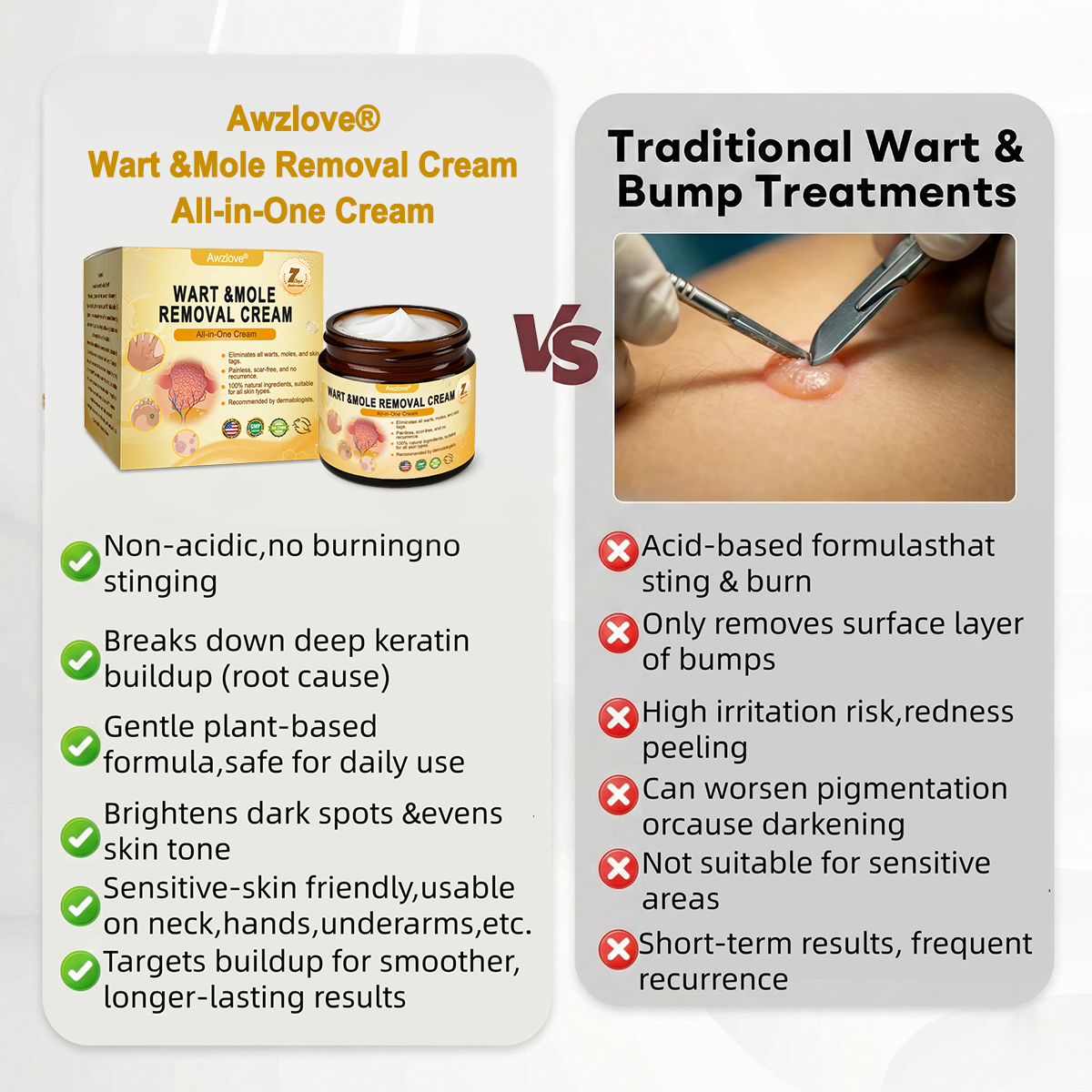 👩‍⚕️Made and Shipped from USA ✅Awzlove® Wart &Mole Removal All-in-One Cream🏆